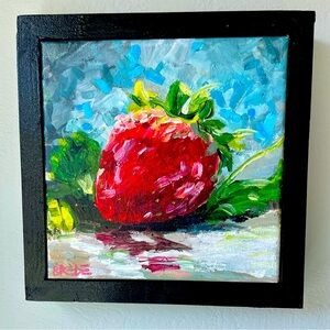 Original oil painting• 8 x 8• Impressionist strawberry